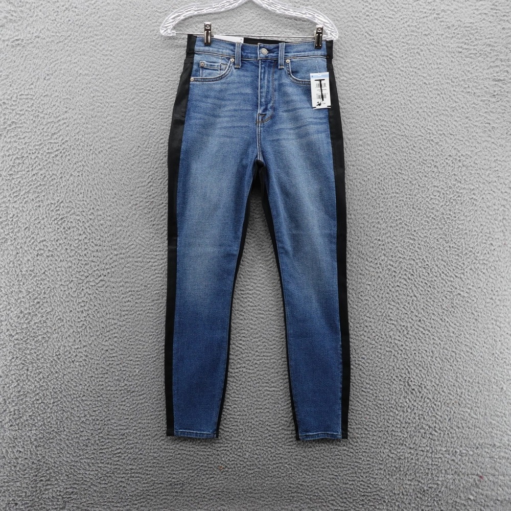 7 For All Mankind High Waist Ankle Skinny Jeans Women Size 26 Blue Black NEW